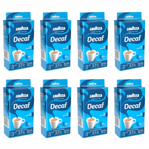 8 אריזות 250 גרם קפה טחון לוואצה נטול קפאין Lavazza Decaf 8 אריזות 250 גרם קפה טחון לוואצה נטול קפאין Lavazza Decaf