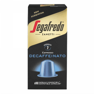 10 קפסולות סגפרדו נטול קפאין נספרסו -SEGAFREDO DECAFFEINATO חוזק 7 10 קפסולות סגפרדו נטול קפאין נספרסו -SEGAFREDO DECAFFEINATO חוזק 7