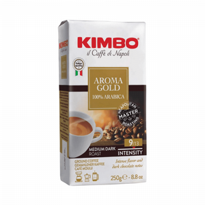 250 גרם קפה טחון קימבו ארומה גולד -KIMBO AROMA GOLD חוזק 9/13 250 גרם קפה טחון קימבו ארומה גולד -KIMBO AROMA GOLD חוזק 9/13