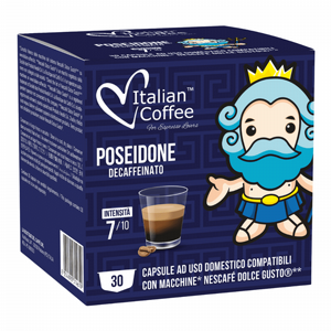 30 קפסולות דולצה גוסטו נטול קפאין ITALIAN COFFEE POSEIDONE DECAFFINATO חוזק 7/10 30 קפסולות דולצה גוסטו נטול קפאין ITALIAN COFFEE POSEIDONE DECAFFINATO חוזק 7/10
